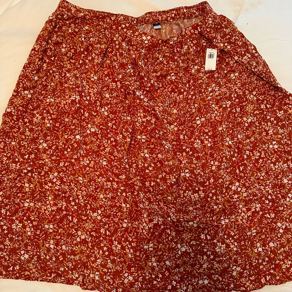 Old Navy Red Floral Skirt